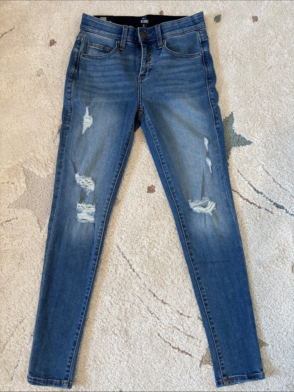 LuLaRoe Skinny Fit Distressed Jeans Size 26 NWT Magic Waistband Lycra Stretch